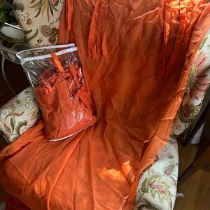 Orange Curtains 4 Panels with tie tops